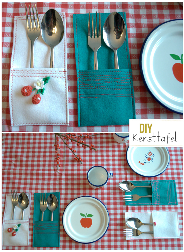 diy bestekhoesjes kersttafel feesttafel