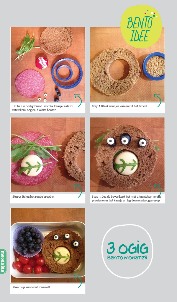 BENTO monster stap voor stap #bentobox, meer leuke lunch ideeen voor kinderen op www.moodkids.nl