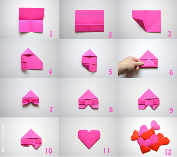 Stappenplan origami hartje vouwen