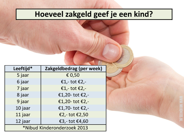 hoeveel zakgeld krijgt een kind