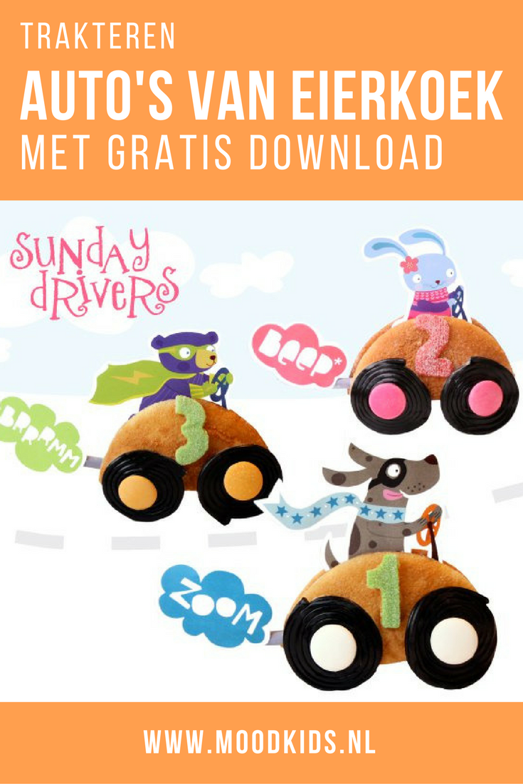 Leuk om te trakteren deze auto's van eierkoek. Met onze gratis download en beschrijving maak je ze makkelijk zelf #trakteren #traktatie #eierkoek