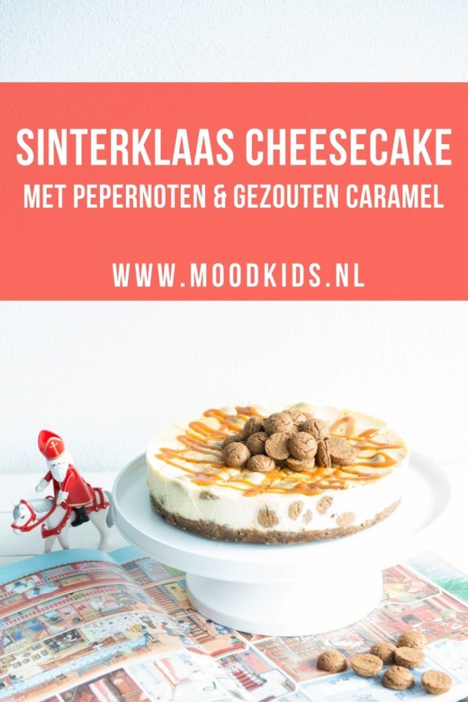 Cheesecake vind ik persoonlijk altijd een goed idee. Met de Sint in aantocht bedacht Brenda deze Sinterklaas cheesecake met pepernoten en gezouten caramel.