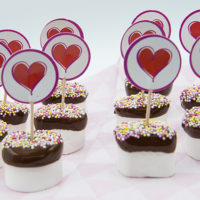 Lieve marshmallows met chocolade en sprinkles