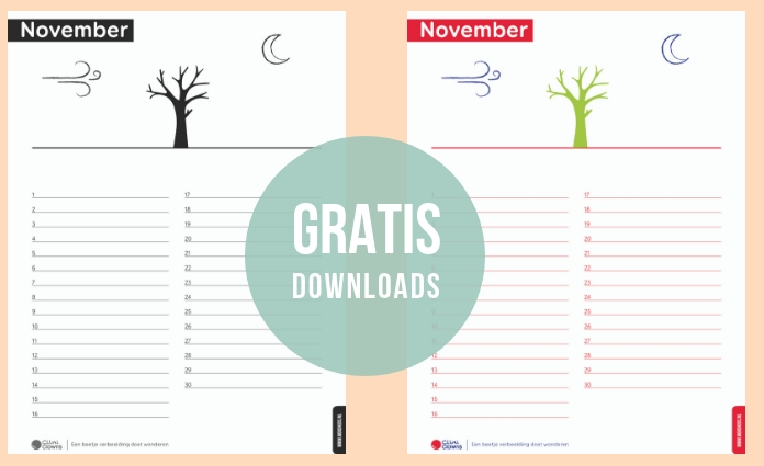 inval teller vernieuwen Download onze gratis kalender voor november - MoodKids