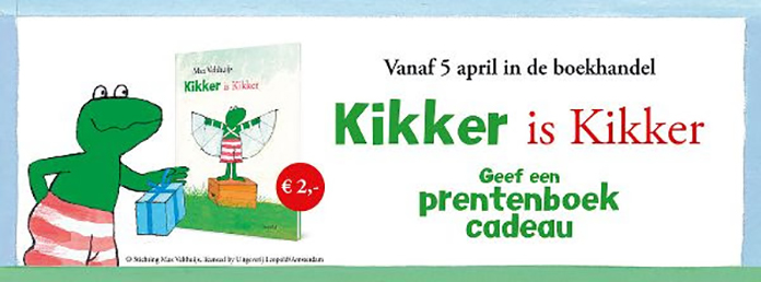 Vanaf 5 april is het prentenboek 'Kikker is kikker' te koop voor 2 euro bij bijna alle boekhandels in Nederlands tijdens 'Geef een prentenboek cadeau' 2019.