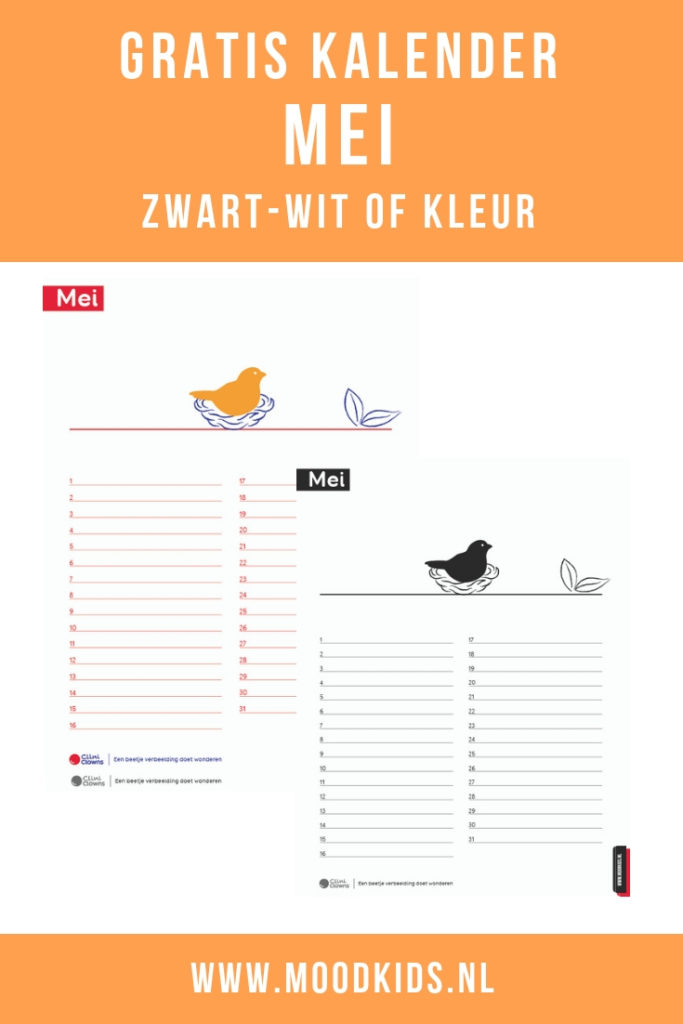 De mei maandkalender staat weer voor je klaar. Iedere maand publiceren we i.s.m. CliniClowns een gratis maandkalender in kleur of zwart-wit. #printable